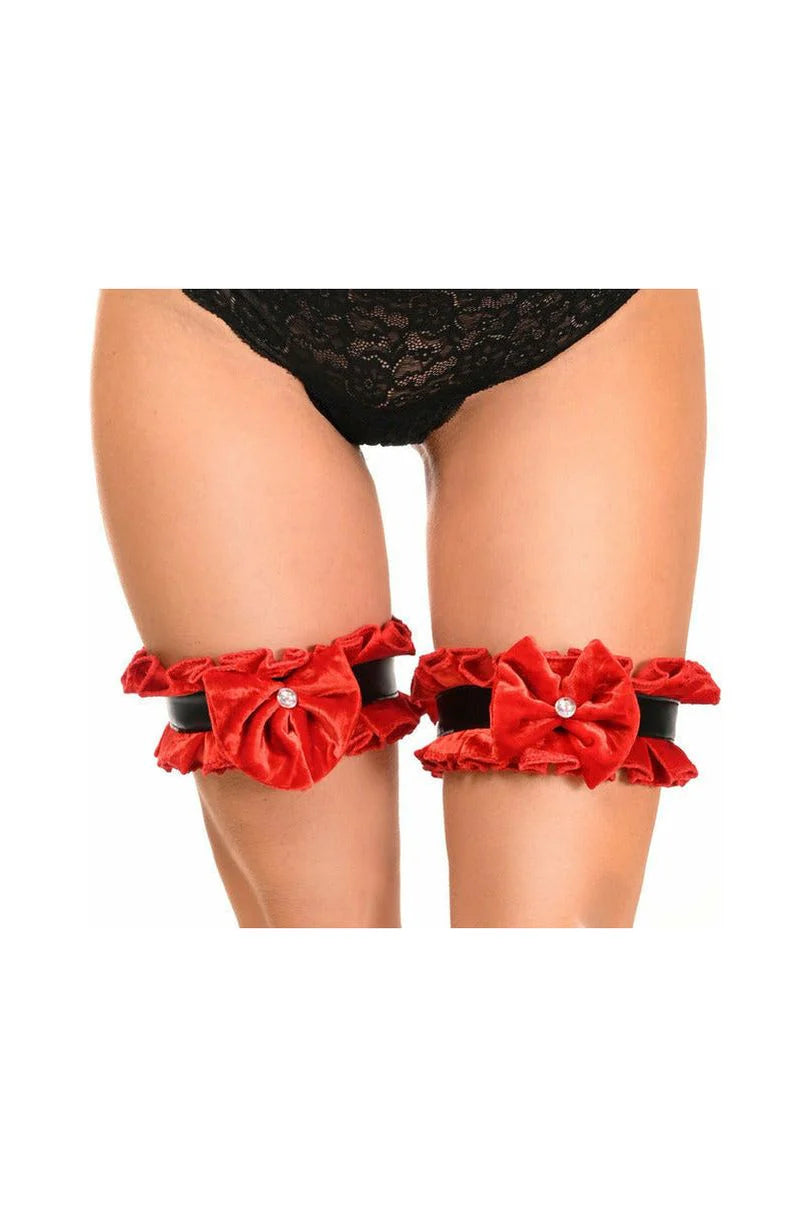 Kitten Faux Leather/Velvet Leg Garters