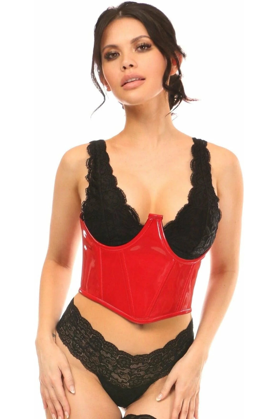 Lavish Patent Open Cup Underwire Waist Cincher