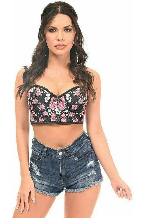 Lavish Pink Floral Underwire Short Bustier Medium