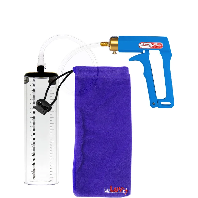 LeLuv Maxi Penis Pump - Blue Handle, Clear Hose - Thick-Walled Cylinders