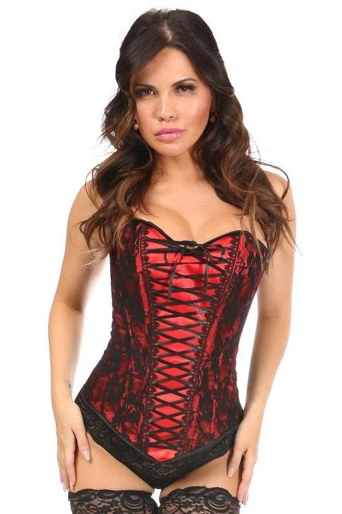 Lace-Up Overbust Corset with Black Lace