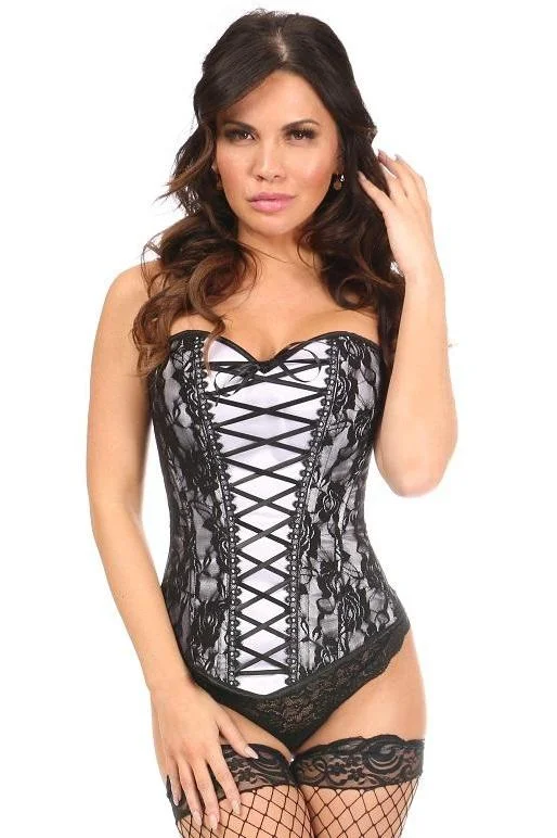 Lace-Up Overbust Corset with Black Lace