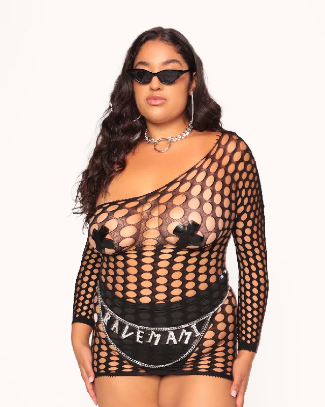 Midnight Magic Curve Fishnet Dress