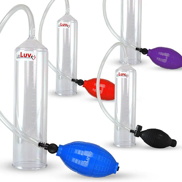 LeLuv EasyOp Bgrip Handle Penis Pump | 2.25" Diameter x 9" Inside Length Clear Cylinder