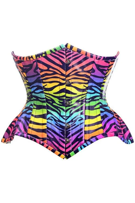 Rainbow Zebra Curvy Cut Underbust Corset