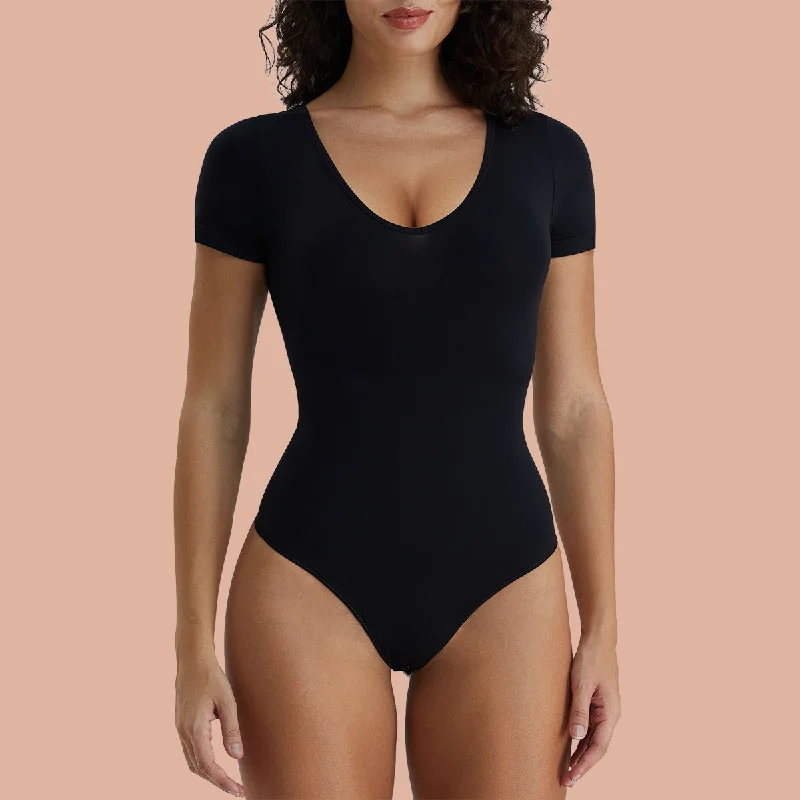 SHAPERX Scoop Neck Bodysuit for Women Thong Sculpting Body Shaper