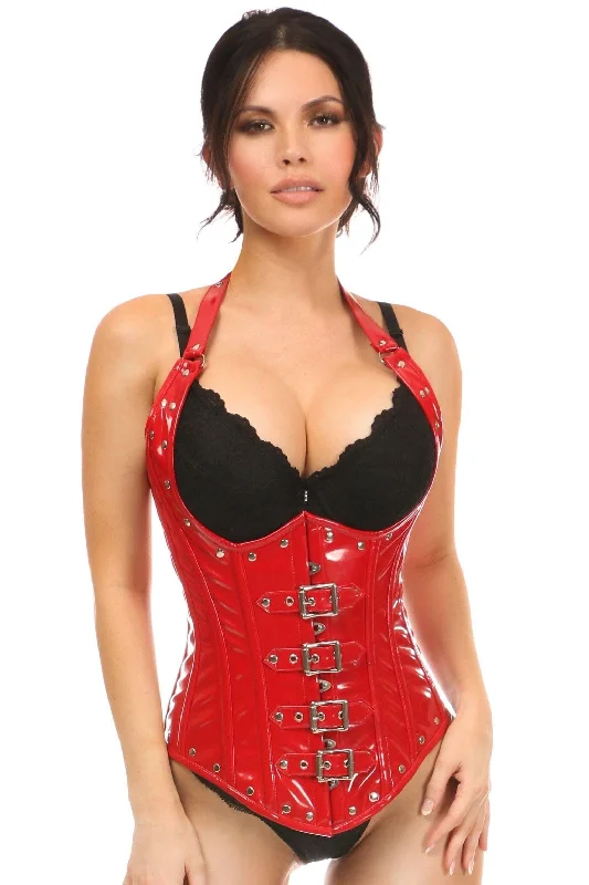 Top Drawer Steel Boned Red Patent PVC Vinyl Underbust Corset Top