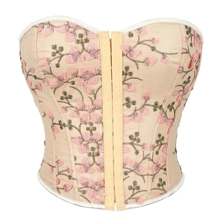 Women's Gothic Floral Embroidered Overbust Corset