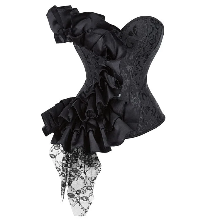 Women's Gothic Ruffled Lace Splice Overbust Corsets