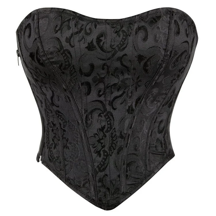 Women's Gothic Strappy Floral Jacquard Overbust Corset