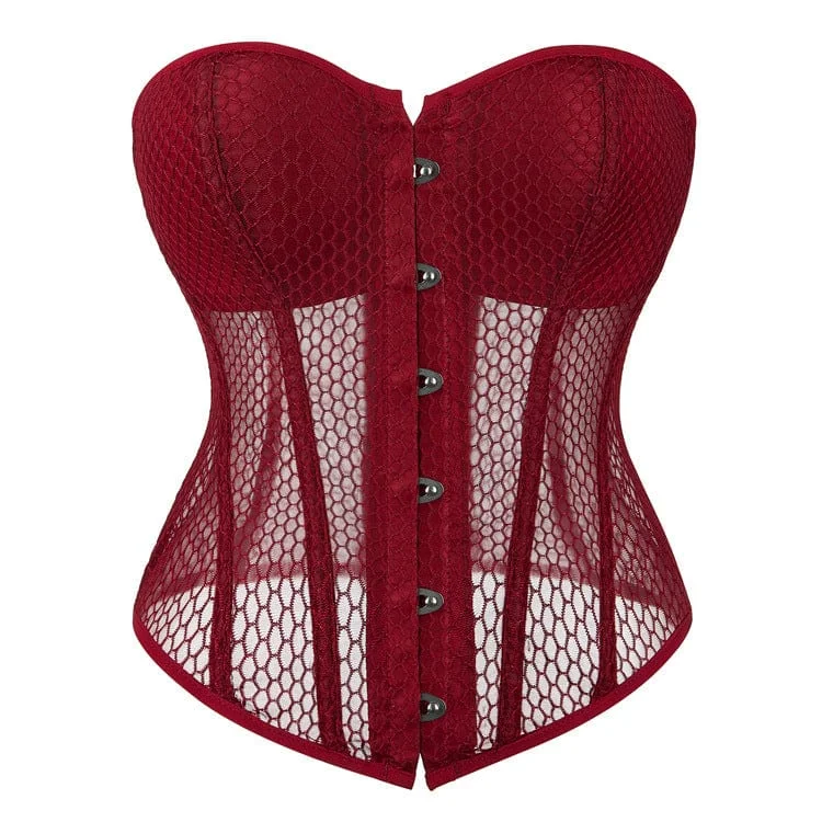 Women's Gothic Strappy Mesh Overbust Corset