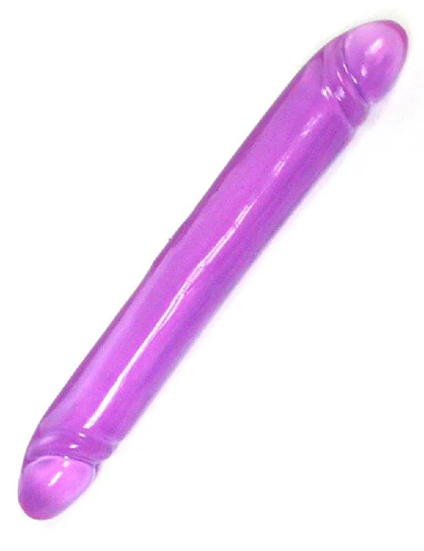 12" Reflective Gel, Smooth Double Dong, Purple