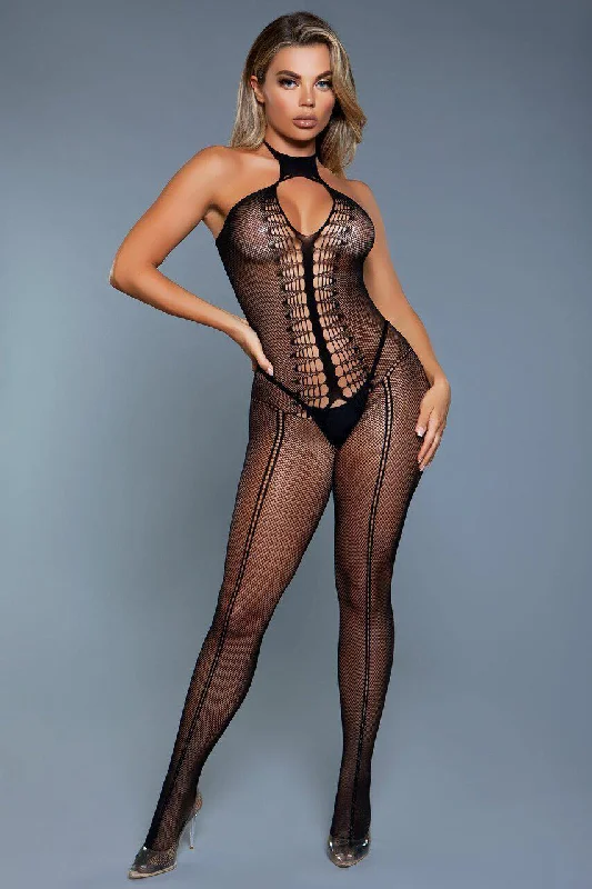 Halter Neck Patterned Bodystocking