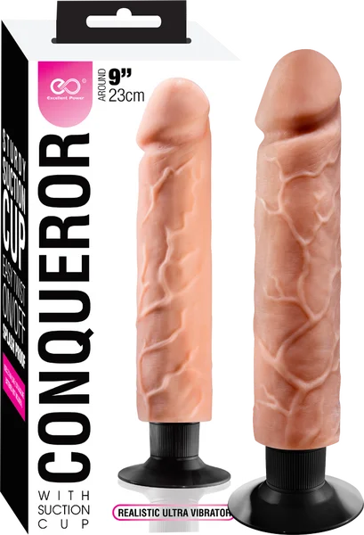 Conqueror - 9" Dildo with Suction Cup - Flesh