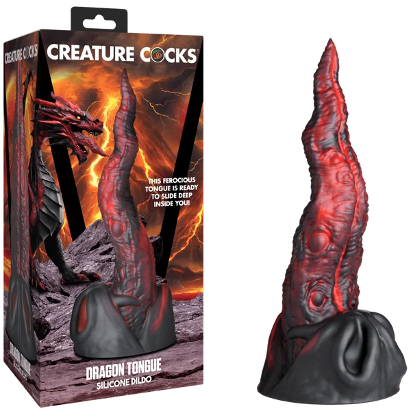 Creature Cocks - Dragon Tongue Silicone Dildo - Red/Black