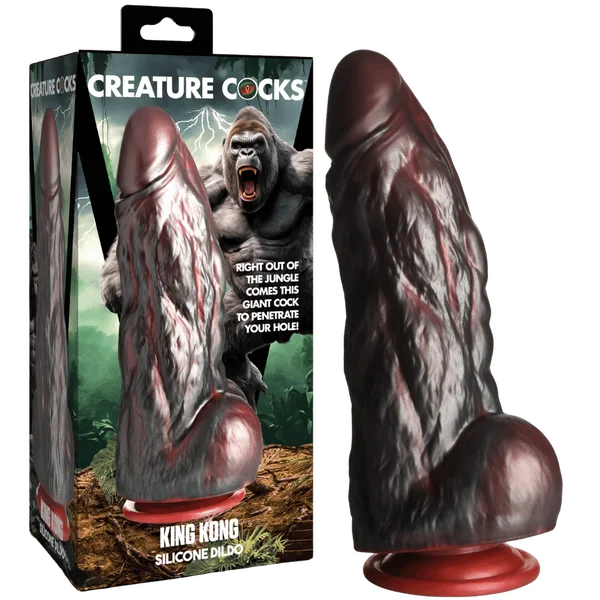 Creature Cocks - King Kong Silicone Dildo - Grey/Red