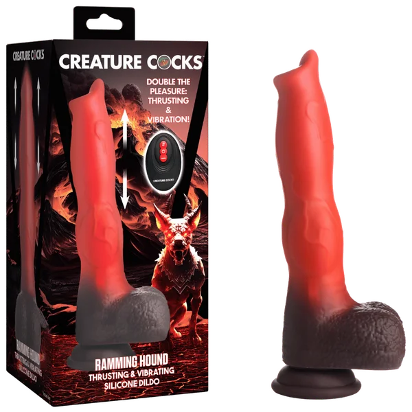 Creature Cocks - Ramming Hound Thrusting & Vibrating Silicone Dildo - Red