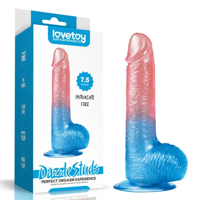 Dazzle Studs - Dildo 7.5" - Pink/Blue