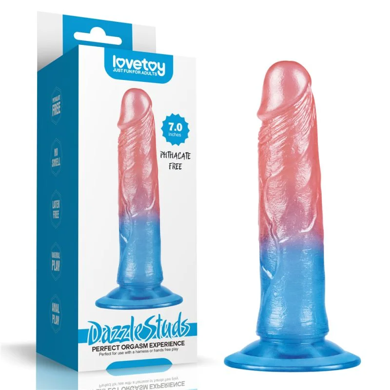 Dazzle Studs - Dildo 7" - Pink/Blue