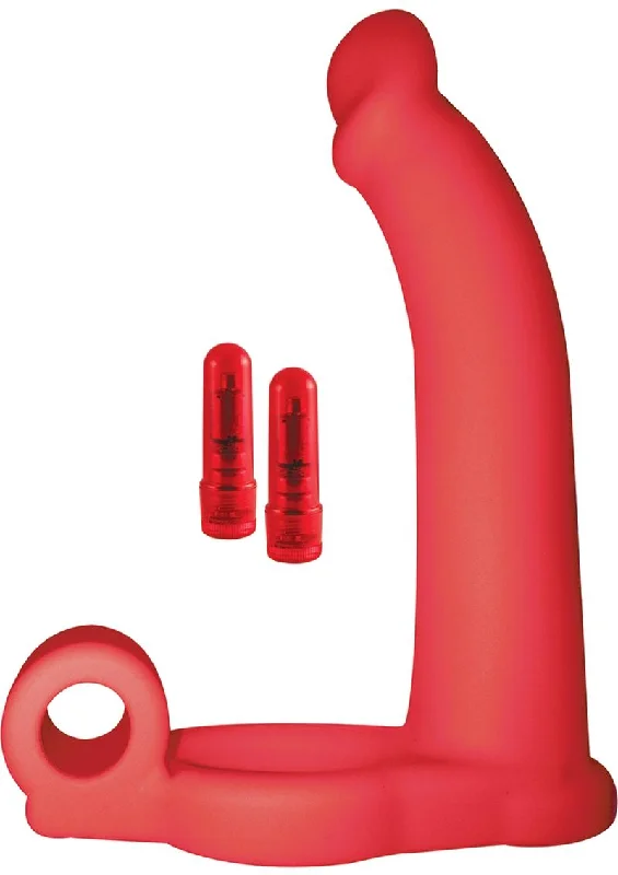 Double Penetrator Studmaker Silicone Vibrating Cock Ring