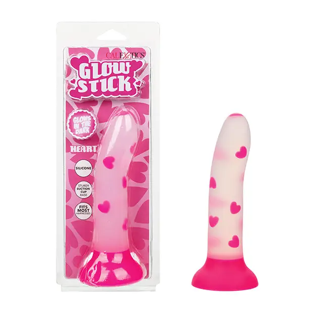 Glow Stick Heart Suction Cup Glow-in-the-Dark Dildo - Pink