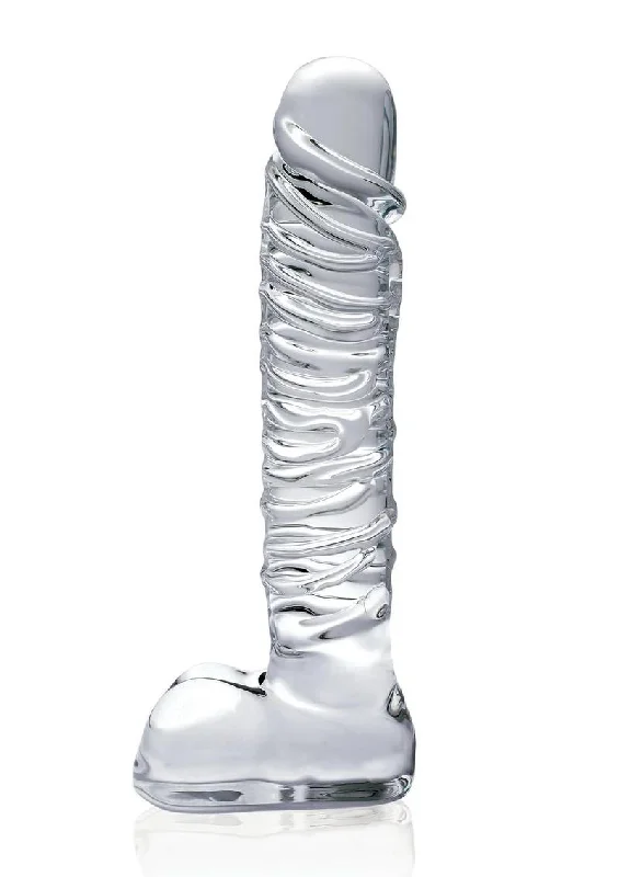 Icicles No. 63 Textured Glass Dildo with Balls