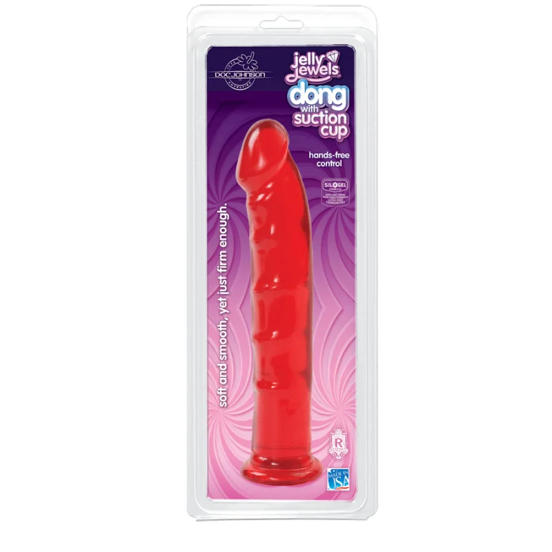 Jelly Jewels - Dong With Suction Cup 8" - Ruby