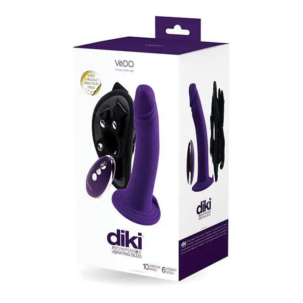 Vedo Diki Rechargeable Purple Vibrating Dildo with Harness